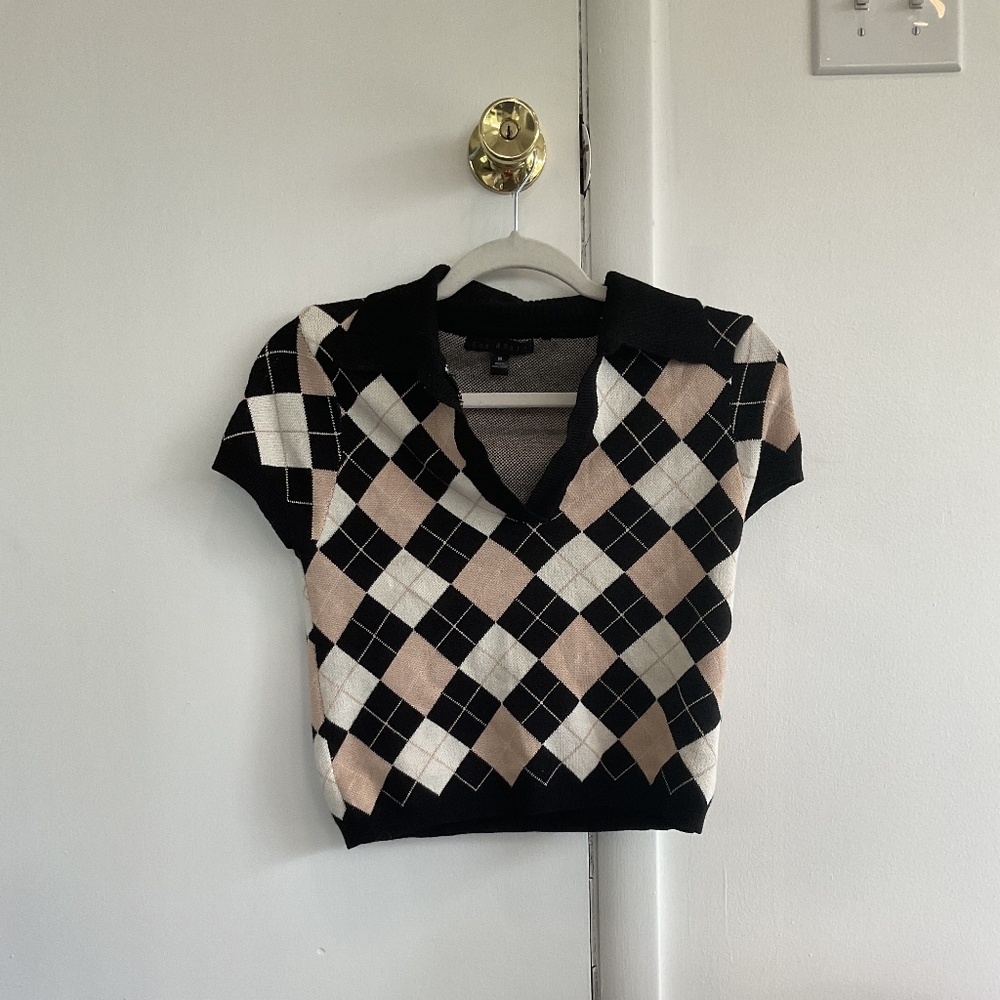 Checkered Print Sweater Vest